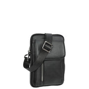 Mens Real Leather Small Wrist Bag Travel Mobile Sling Bag Organiser Pouch AB101 Black