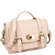 Woman's Leather Crossbody Satchel Handbag, Top Handle Purse with Gold Hardware Fallon