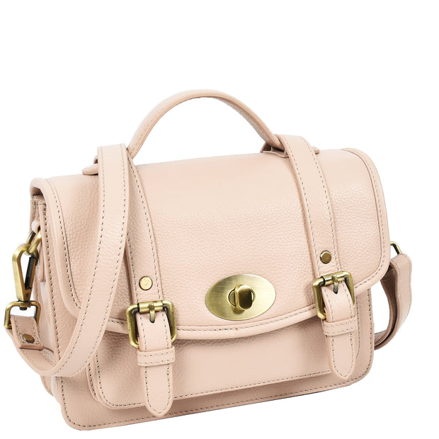 Woman's Leather Crossbody Satchel Handbag, Top Handle Purse with Gold Hardware Fallon