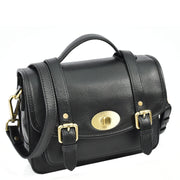 Woman's Leather Crossbody Satchel Handbag, Top Handle Purse with Gold Hardware Fallon