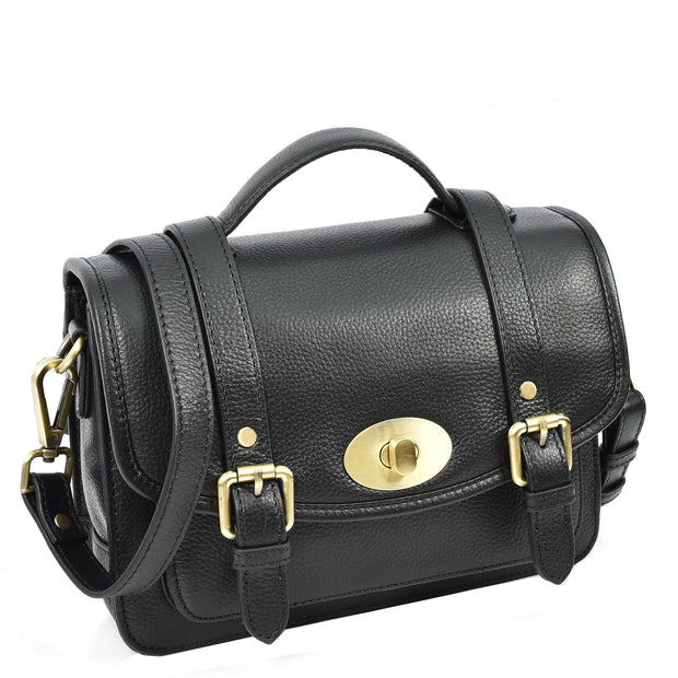 Woman's Leather Crossbody Satchel Handbag, Top Handle Purse with Gold Hardware Fallon