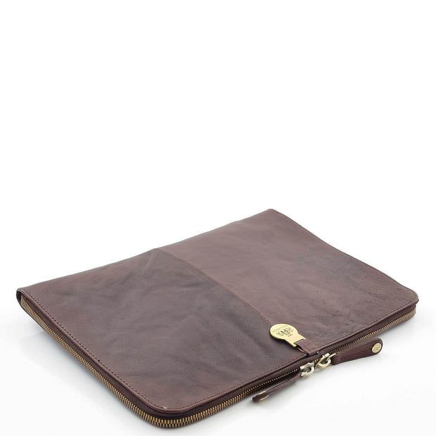 Distressed Brown Leather Folio Case iPad Cover A4 Document Underarm Bag Nester