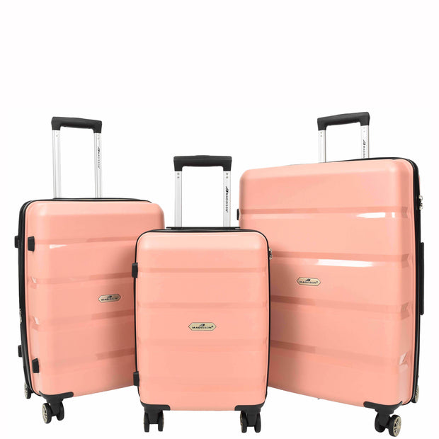 Robust Expandable 8 Wheel PP Hard Shell Suitcases Travel Bags Trolley Luggage Pluto Rose Gold
