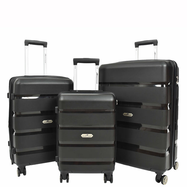 Robust Expandable 8 Wheel PP Hard Shell Suitcases Travel Bags Trolley Luggage Pluto Black