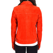 Womens Red Suede Trucker Jacket American Western Style Marisa