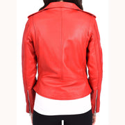 Womens Authentic Soft Leather Biker Jacket Slim Fit Jessie Red-2