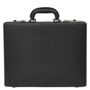 Classic Attache Case Black Faux Leather Dual Lock Slim Line Briefcase Bag Major