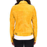 Womens Yellow  Suede Trucker Jacket American Western Style Marisa