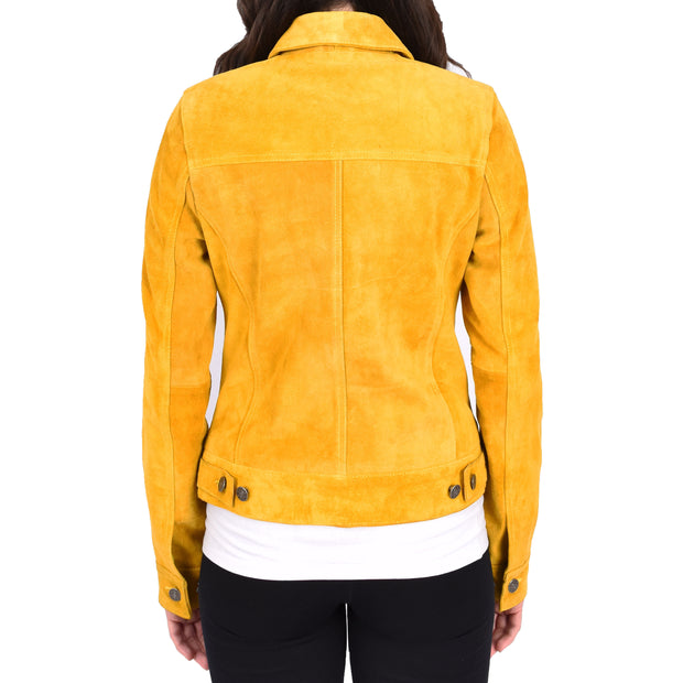 Womens Yellow  Suede Trucker Jacket American Western Style Marisa