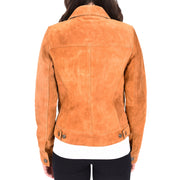 Womens Tan Suede Trucker Jacket American Western Style Marisa