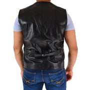 Mens Real Leather Waistcoat Black Soft Trendy English Style Full Leather Gilet Liam