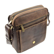 Real Leather Messenger Shoulder Organiser Vintage Bag A110 Brown 4
