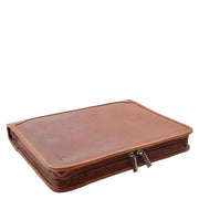 Real Leather Folio Underarm Bag Cognac Ring Binder A4 Pad - Arturo