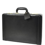 Mens Leather Attache Case Black Twin Lock Classic Briefcase - Musk