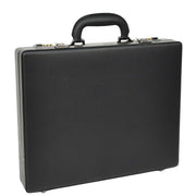 Classic Attache Case Black Faux Leather Dual Lock Slim Line Briefcase Bag Major