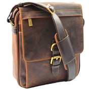 Real Leather Messenger Shoulder Organiser Vintage Bag A110 Tan 5