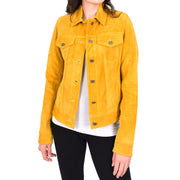 Womens Yellow  Suede Trucker Jacket American Western Style Marisa