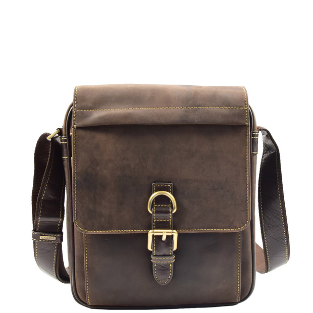 Real Leather Messenger Shoulder Organiser Vintage Bag A110 Brown 6