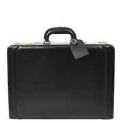 Mens Leather Attache Case Black Twin Lock Classic Briefcase - Musk