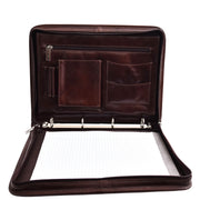 Real Leather Folio Underarm Bag Brown Ring Binder A4 Pad - Arturo