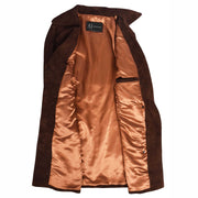 Women's Fine Goat Suede Trench Coat Below Knee Length, Belted Waist Long Jacket, Classic Style Rona Brown