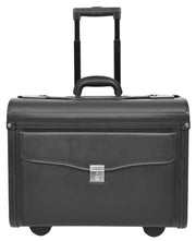 Pilot Case Wheeled Black Faux Leather Briefcase Business Travel Cabin Size Bag Crew