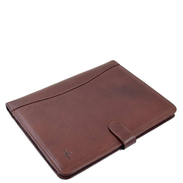 Italian Leather Conference Folder Brown A4 Writing Pad Underarm Bag Enzo