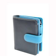 Womens Soft Leather Purse Multicoloured Mid-Sized Cards ID Cash Coins RFID Safe Eden Blue