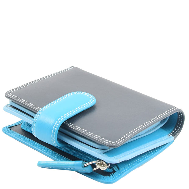 Womens Soft Leather Purse Multicoloured Mid-Sized Cards ID Cash Coins RFID Safe Eden Blue