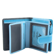 Womens Soft Leather Purse Multicoloured Mid-Sized Cards ID Cash Coins RFID Safe Eden Blue