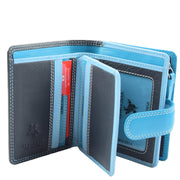 Womens Soft Leather Purse Multicoloured Mid-Sized Cards ID Cash Coins RFID Safe Eden Blue