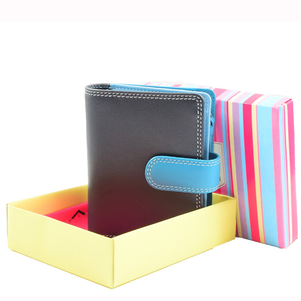 Womens Soft Leather Purse Multicoloured Mid-Sized Cards ID Cash Coins RFID Safe Eden Blue