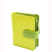 Womens Soft Leather Purse Multicoloured Mid-Sized Cards ID Cash Coins RFID Safe Eden Lime
