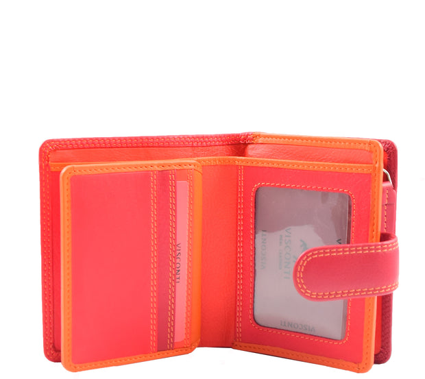 Womens Soft Leather Purse Multicoloured Mid-Sized Cards ID Cash Coins RFID Safe Eden Red