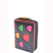 Womens Real Leather Purse Multi Coloured Hearts Small Clutch Wallet Gift Boxed Love