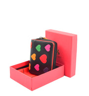Womens Real Leather Purse Multi Coloured Hearts Small Clutch Wallet Gift Boxed Love