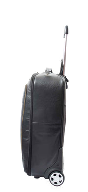 Wheeled Cabin Suitcase Real Black Leather Luggage Travel Bag Carlos