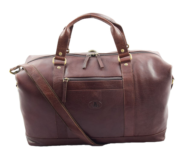 Genuine Leather Holdall Travel Duffle Weekend Cabin Size Bag York Brown