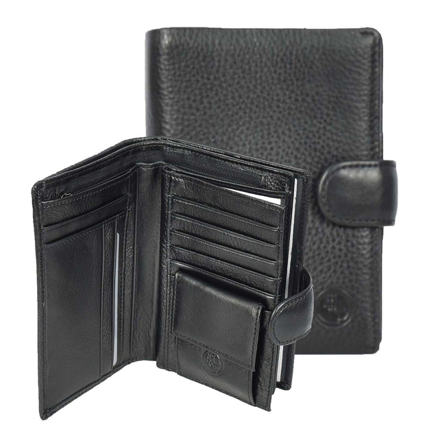 Genuine Leather Passport Holder Travel Bi-Fold Wallet Credit Card Notes Document Organiser A310 Black
