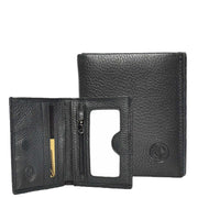 Genuine Leather Mens Slim Bi-Fold Style Wallet Notes Coin Pocket Business Cards A208 Black