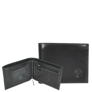 Premium Leather Mens Bi-Fold Slim Wallet Coins Money Clip Holder Style A208 Black
