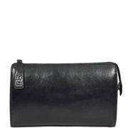 Real Leather Mens Wrist Organiser Zip Top Business Travel Clutch Bag Caba Black