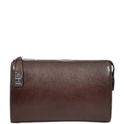 Real Leather Mens Wrist Organiser Zip Top Business Travel Clutch Bag Caba Brown