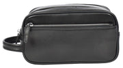Genuine Leather Toiletry Travel Wash Bag Shaving Dopp Kit Organiser Pouch Ditty Black