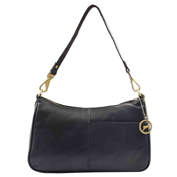 Womens Detachable Straps Leather Shoulder Bag ELLA Black 1