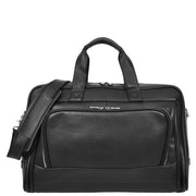 Real Leather Travel Holdall Mid Size Weekend Carry on Overnight Bag A008 Black