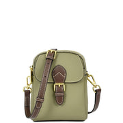 Leather Crossbody Bag, Women's Small Organiser Pouch, Multiple Pockets, Adjustable Shoulder Strap Miley Mint Green