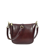 Womens Genuine Leather Cross Body Bag Small Zip Top Sling Handbag Liv Burgundy