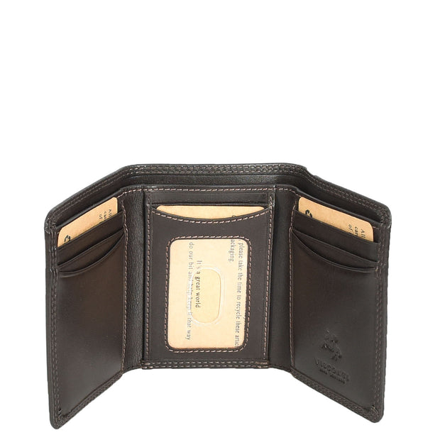 Mens Leather Trifold Wallet Slim with RFID Blocking ID Window Multiple Card Slots Gift Boxed - John Brown