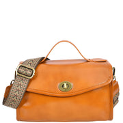 Womens Smooth Leather Crossbody Bag Casual Outgoing Top Handle Handbag A029 Tan-3